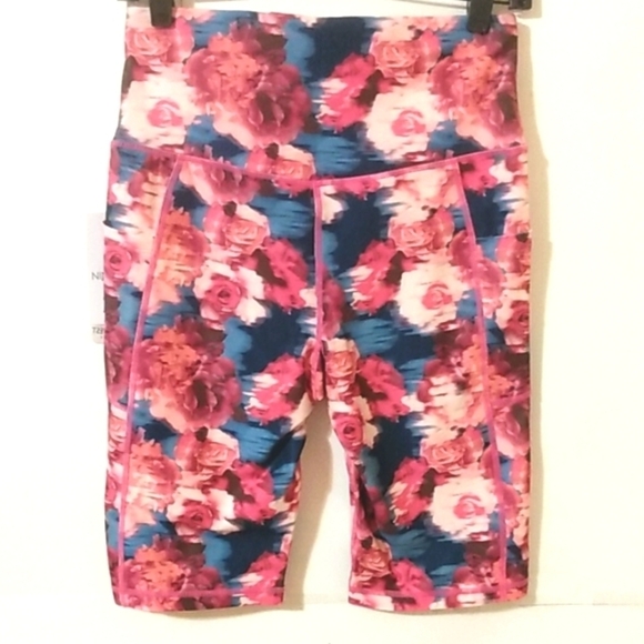 NINE WEST ACTIVE Pink Floral Biker Athletic Workout Running Shorts SIZE … - Picture 4 of 6